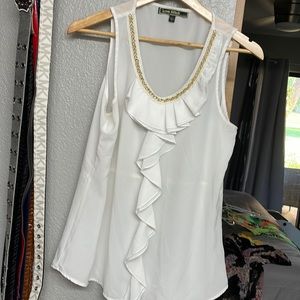 Love Stitch creamy white blouse with gold chain M